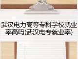 武汉电力高等专科学校就业率高吗(武汉电专就业率)