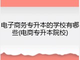 电子商务专升本的学校有哪些(电商专升本院校)
