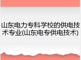 山东电力专科学校的供电技术专业(山东电专供电技术)