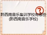 黔西南音乐集训学校有哪些(黔西南音乐学校)