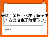 安徽冶金职业技术学院多少分(安徽冶金职院录取分)