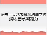 德宏十大艺考舞蹈培训学校(德宏艺考舞蹈校)
