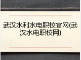 武汉水利水电职校官网(武汉水电职校网)