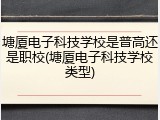 塘厦电子科技学校是普高还是职校(塘厦电子科技学校类型)