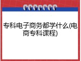 专科电子商务都学什么(电商专科课程)