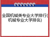 全国机械类专业大学排行(机械专业大学排名)