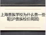 上海贵族学校为什么贵一些呢(沪贵族校价高因)