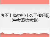 考不上高中打什么工作好呢(中考落榜就业)