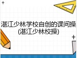 湛江少林学校自创的课间操(湛江少林校操)