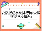 安徽叛逆学校排行榜(安徽叛逆学校排名)