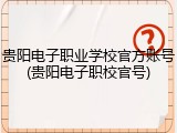 贵阳电子职业学校官方账号(贵阳电子职校官号)
