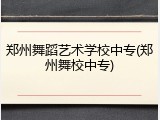 郑州舞蹈艺术学校中专(郑州舞校中专)