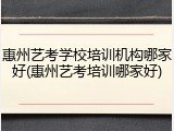惠州艺考学校培训机构哪家好(惠州艺考培训哪家好)