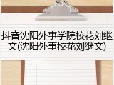 抖音沈阳外事学院校花刘继文(沈阳外事校花刘继文)