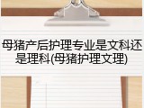 母猪产后护理专业是文科还是理科(母猪护理文理)