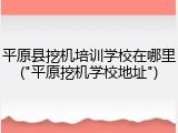 平原县挖机培训学校在哪里("平原挖机学校地址")