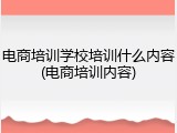 电商培训学校培训什么内容(电商培训内容)