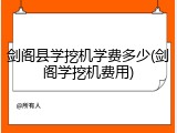 剑阁县学挖机学费多少(剑阁学挖机费用)