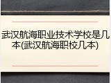 武汉航海职业技术学校是几本(武汉航海职校几本)