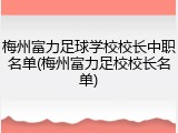 梅州富力足球学校校长中职名单(梅州富力足校校长名单)