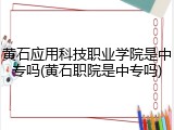 黄石应用科技职业学院是中专吗(黄石职院是中专吗)