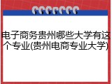 电子商务贵州哪些大学有这个专业(贵州电商专业大学)