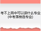 考不上高中可以读什么专业(中考落榜选专业)