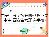 西安自考学校有哪些职业高中生(西安自考职高学校)