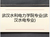 武汉水利电力学院专业(武汉水电专业)