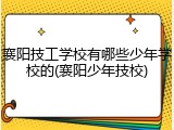 襄阳技工学校有哪些少年学校的(襄阳少年技校)