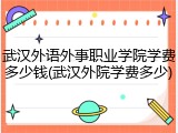 武汉外语外事职业学院学费多少钱(武汉外院学费多少)