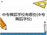 中专舞蹈学校有哪些(中专舞蹈学校)