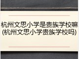 杭州文思小学是贵族学校嘛(杭州文思小学贵族学校吗)