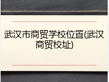 武汉市商贸学校位置(武汉商贸校址)