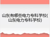 山东有哪些电力专科学校(山东电力专科学校)