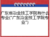 广东省冶金技工学院有什么专业("广东冶金技工学院专业")
