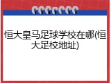 恒大皇马足球学校在哪(恒大足校地址)
