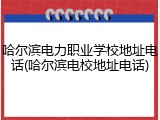 哈尔滨电力职业学校地址电话(哈尔滨电校地址电话)