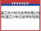 湛江市少林文武学校是公校吗(湛江少林文武学校性质)
