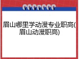 眉山哪里学动漫专业职高(眉山动漫职高)