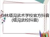 少林塔沟武术学校官方抖音(塔沟武校抖音)