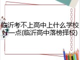 临沂考不上高中上什么学校好一点(临沂高中落榜择校)