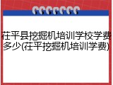 茌平县挖掘机培训学校学费多少(茌平挖掘机培训学费)