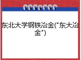 东北大学钢铁冶金("东大冶金")