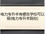 电力专升本有哪些学校可以报(电力专升本院校)