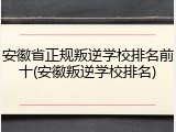 安徽省正规叛逆学校排名前十(安徽叛逆学校排名)