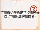 广州青少年叛逆学校哪家好些(广州叛逆学校排名)