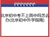 北京初中考不上高中吗怎么办(北京初中升学指南)