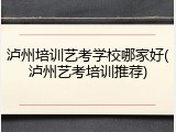 泸州培训艺考学校哪家好(泸州艺考培训推荐)