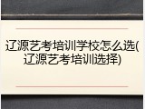 辽源艺考培训学校怎么选(辽源艺考培训选择)